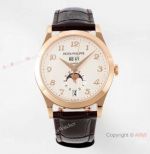 PPF Swiss Patek Philippe Grand Complications Annual Calendar Moon White Rose Gold Watch